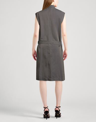 Woman Midi dress Grey Size 4 Cotton, Linen