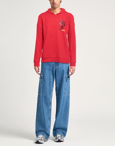Man Sweatshirt Red Size L Cotton, Polyester