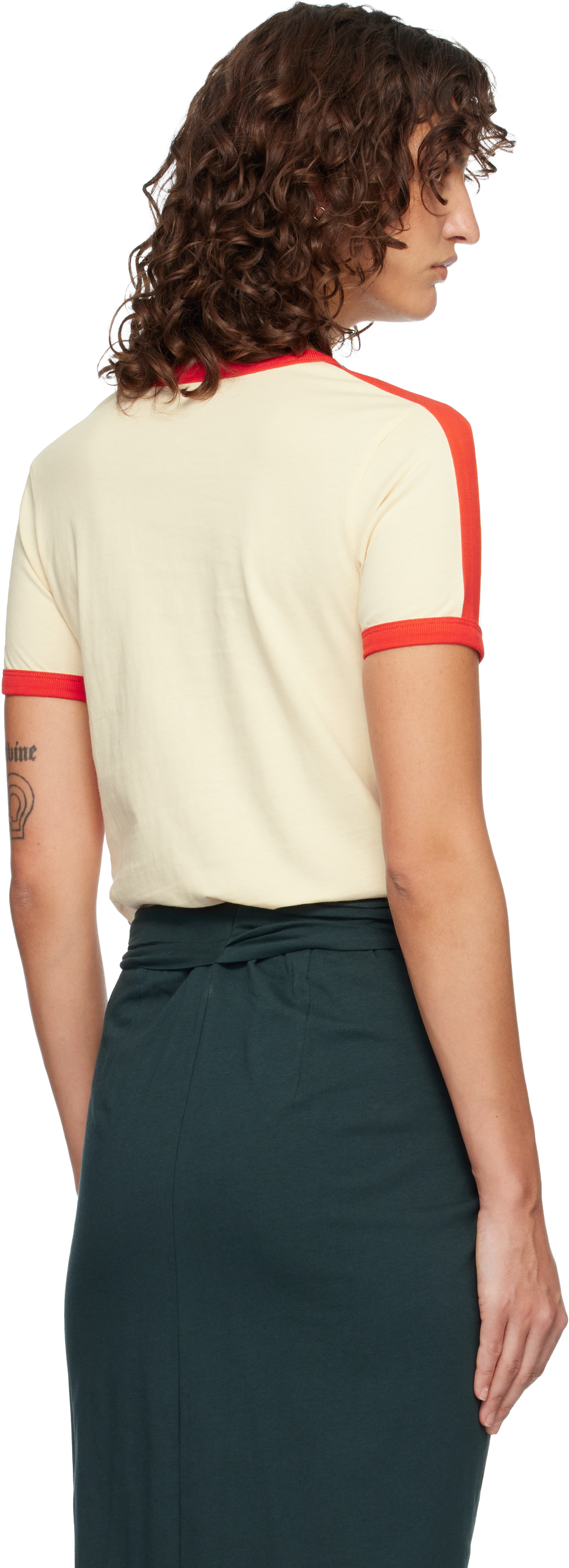 Off-White & Red Fitted Contrast T-shirt