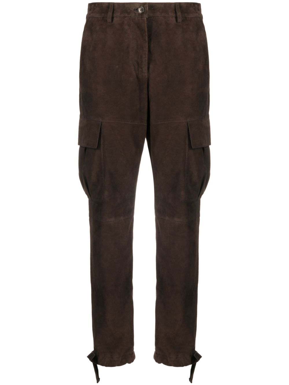 Straight-leg suede trousers - Brown