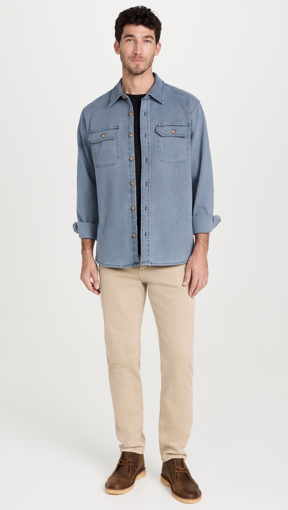 Faherty 남성 Sunwashed Shirt Jacket Petrol Blue 