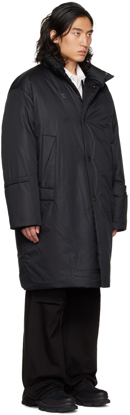 Black stand collar down coat