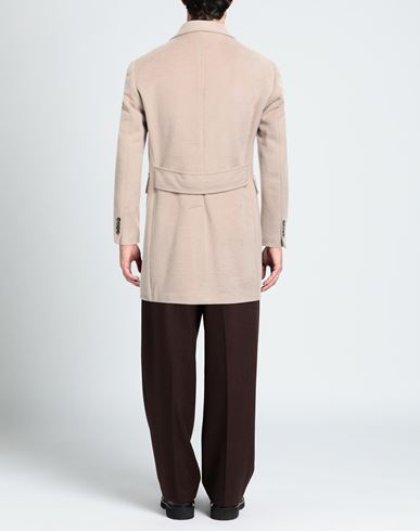 Man Coat Beige Size 44 Polyester, Viscose, Wool