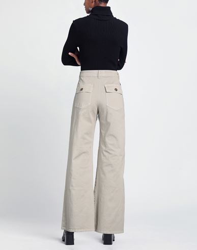 Woman Pants Taupe Size 26 Cotton, Elastane