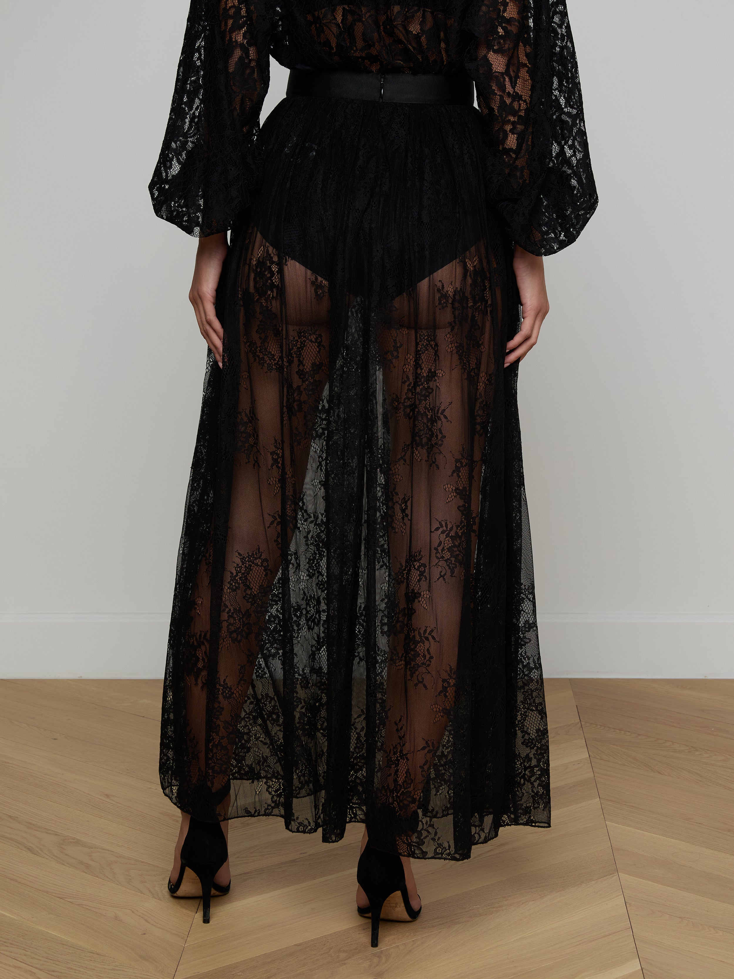 Alona Lace Maxi Skirt In Black