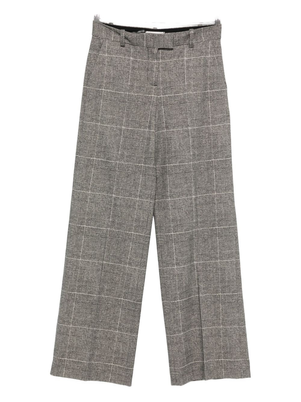 Checked Cotton Trousers — grey
