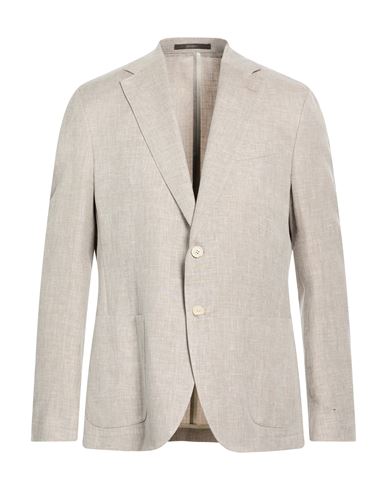 Man Blazer Light brown Size 42 Linen, Wool, Silk