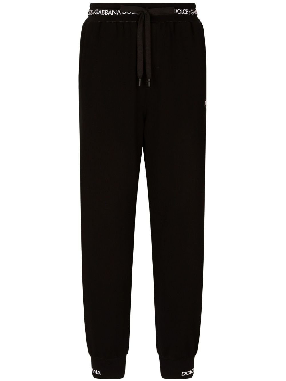 Logo-waistband drawstring track pants - Black