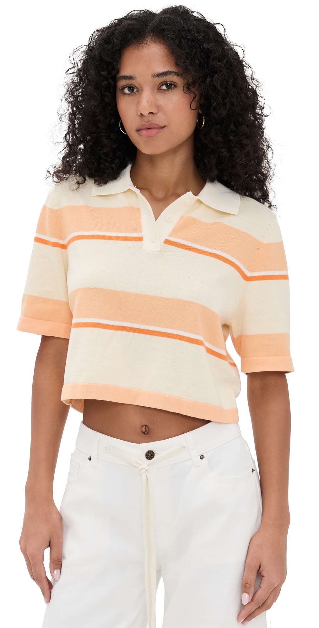 Short Sleeve Striped Polo Light Pink Stripe