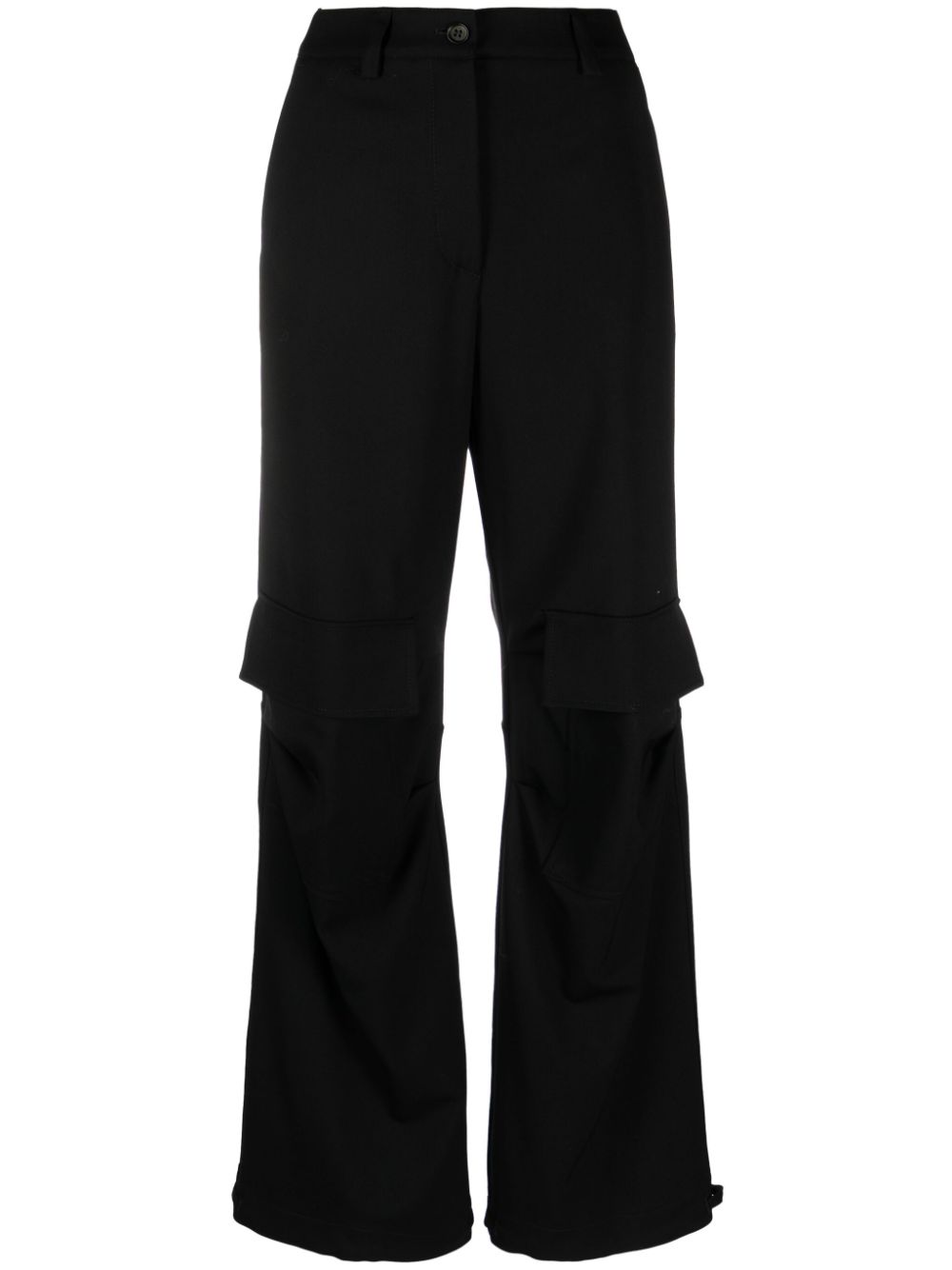 Wool flared cargo trousers - Black