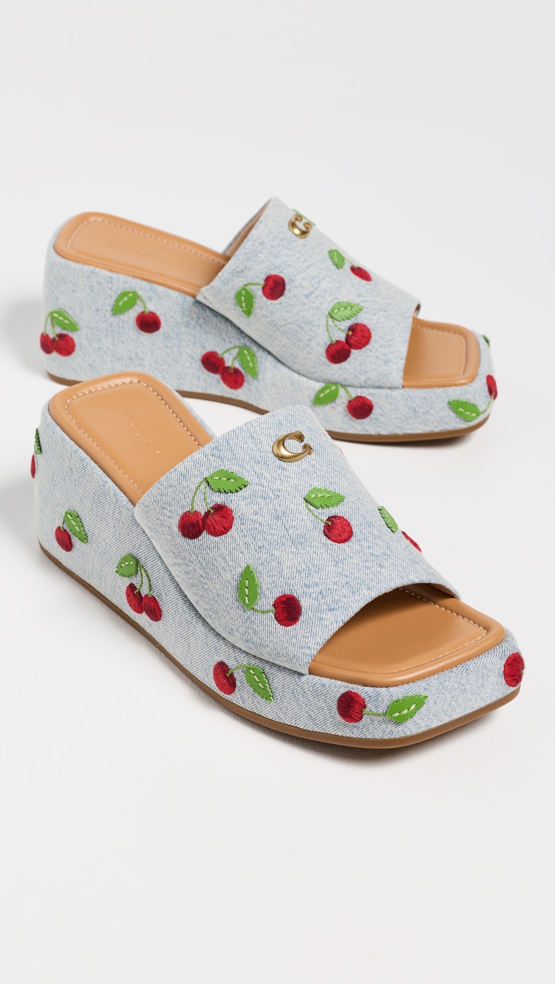 Marie Platform Slide Sandals Denim Multi