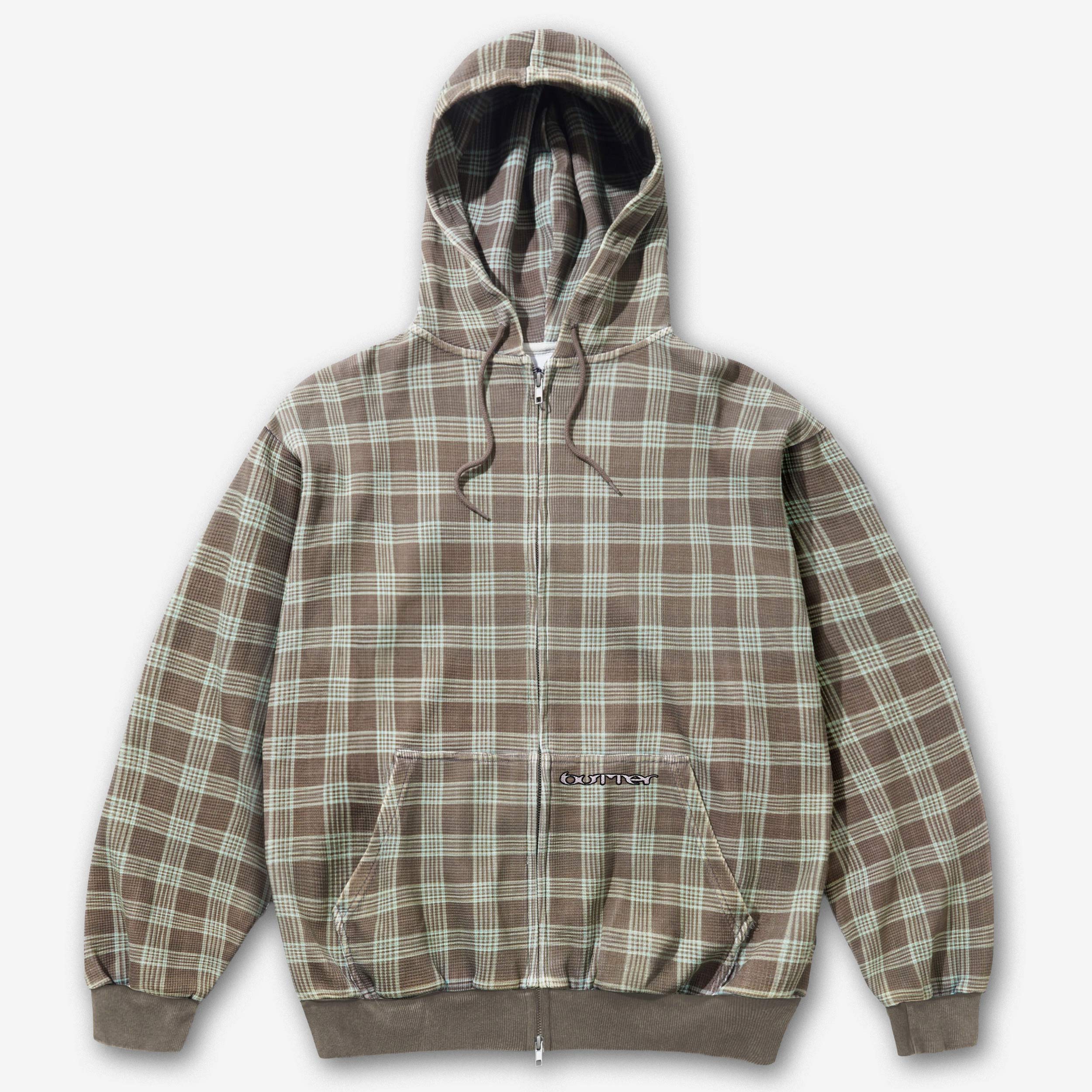 Butter Goods Waffle Zip-Thru Hood - Plaid - unisex