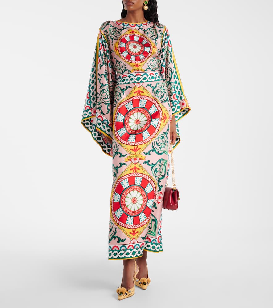 Printed silk gown