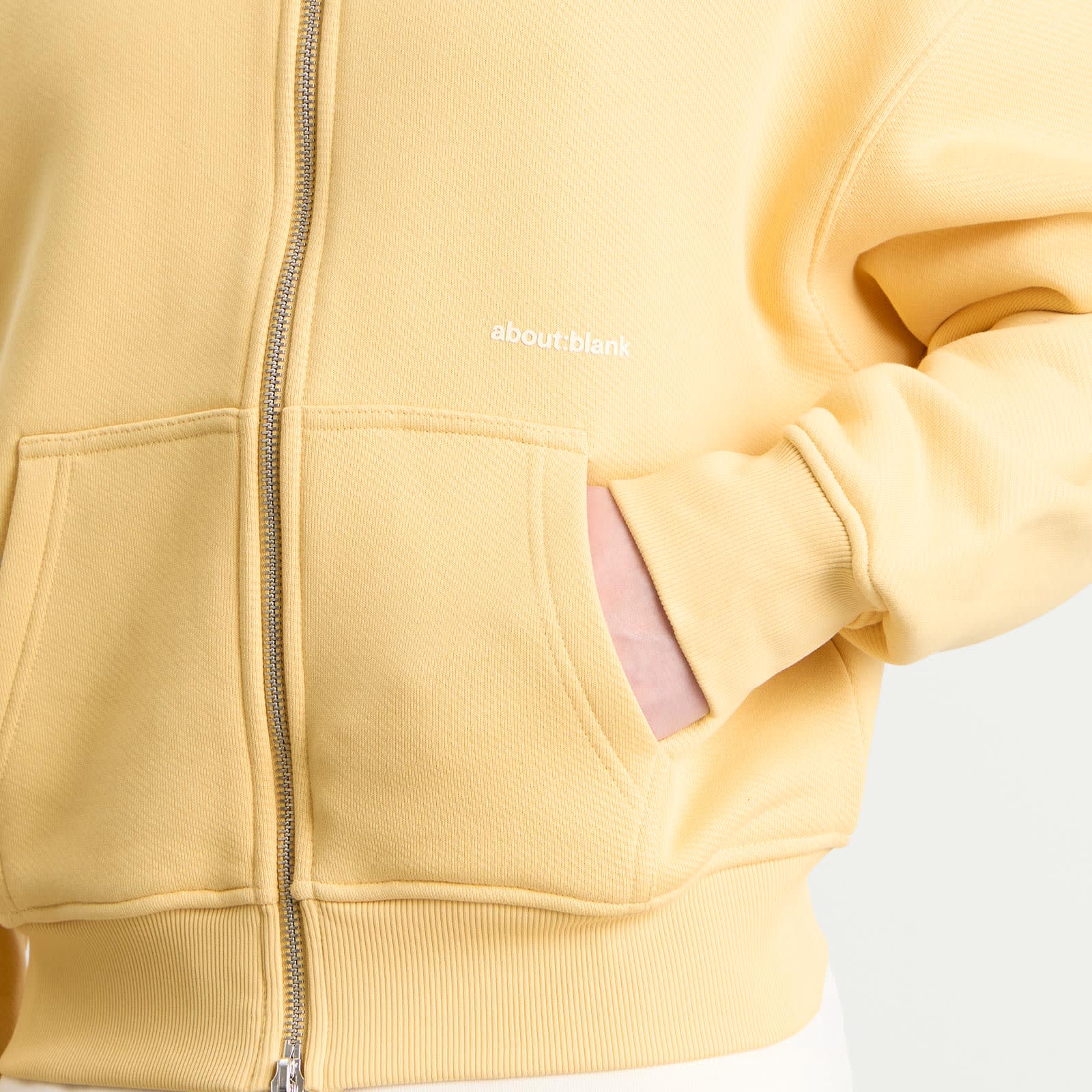Men's Box Zip Hoodie in Yellow/Ecru