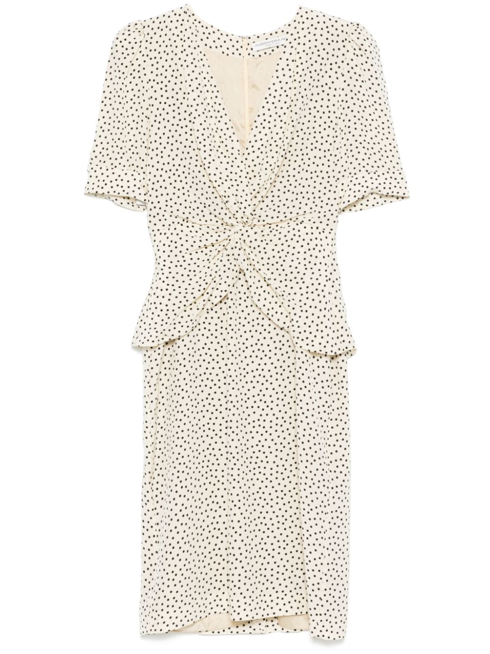 Polka-dot silk midi dress - Neutrals