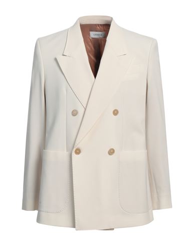 Laneus Man Blazer Cream Size 38 Polyester, Virgin Wool, Elastane