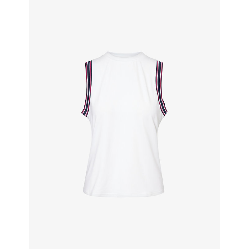 Womens White Cactus Flower Wellings Slim-fit Stretch Recycled-polyester top S