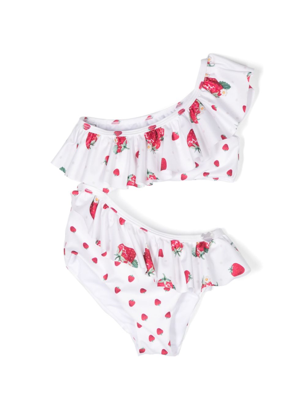 Strawberry-print cut-out swimsuit - White