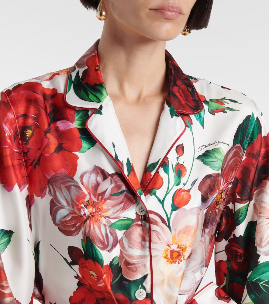 Floral silk satin shirt