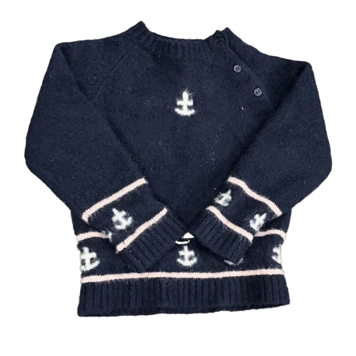 Unisex Navy Pink White Anchors Sweater