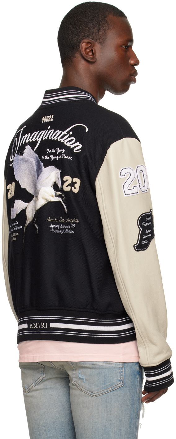 Black oversized varsity bomber jacket