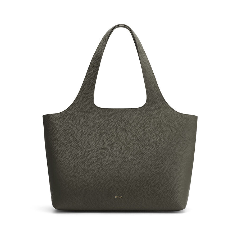 System Tote 16-Inch Bag in Italian Pebbled Leather, Dark Green | Women's Work Bags & Totes