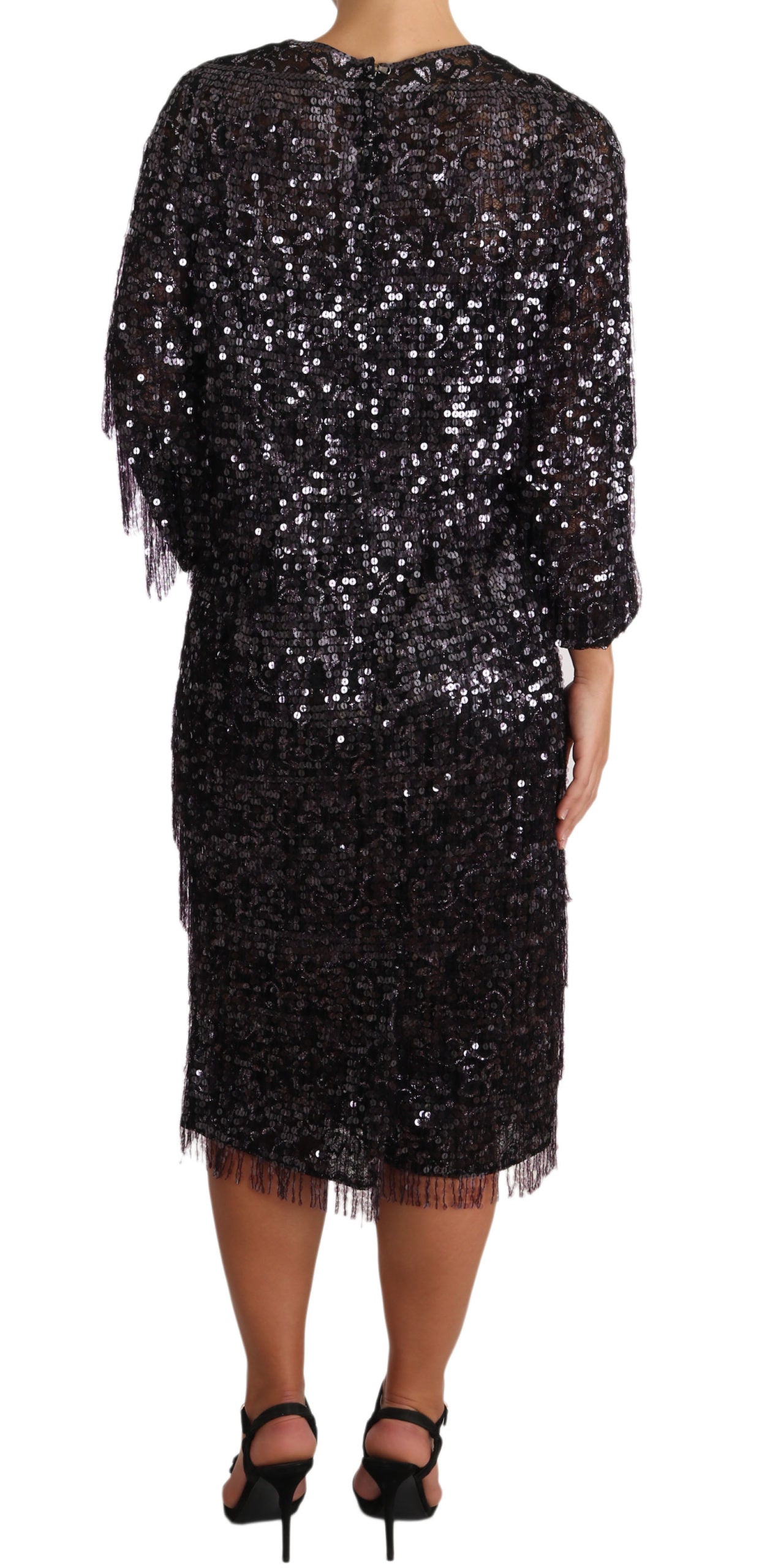 Sequined Shift Dress — Black
