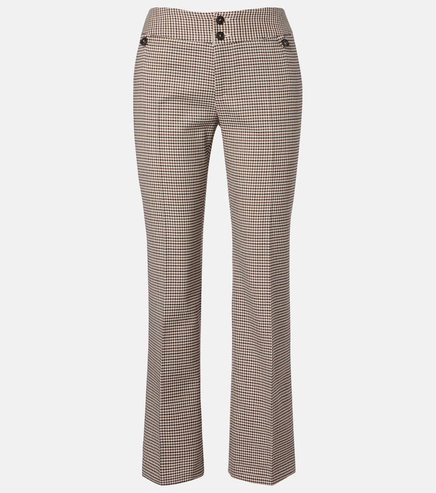 Checked wool-blend cropped flared pants