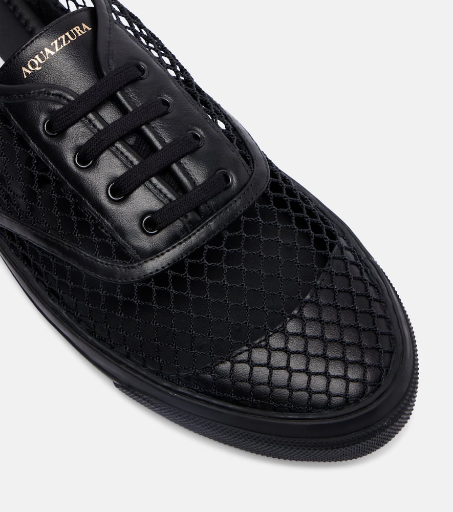 Minimalist Mesh leather-trimmed sneakers