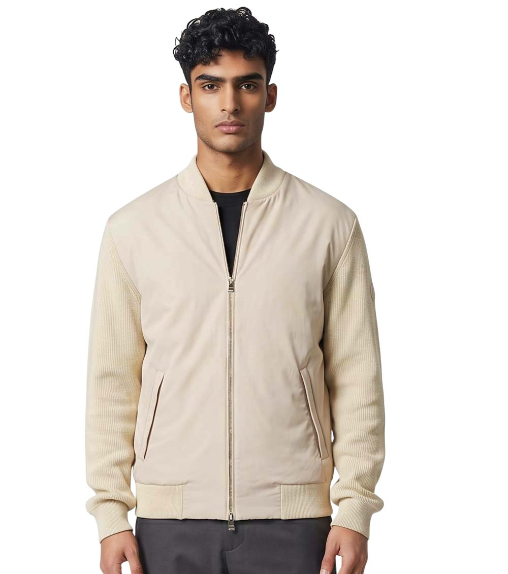 Beige Mock Collar Jacket