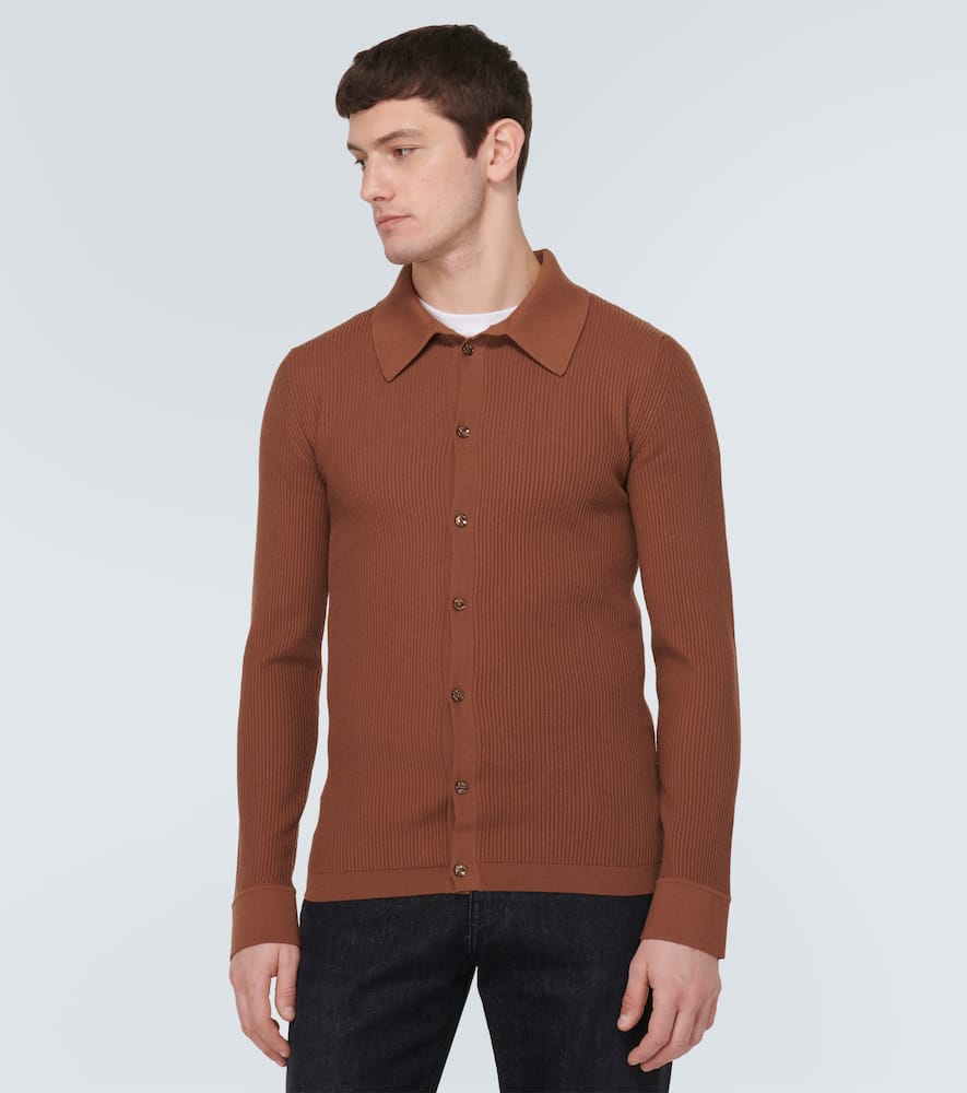 Wool-blend polo sweater