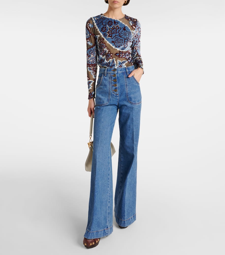 Mid-rise flared jeans