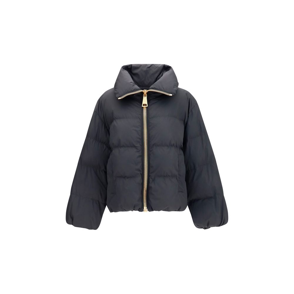 Quilted Viscose Puffer Down Jacket — Black