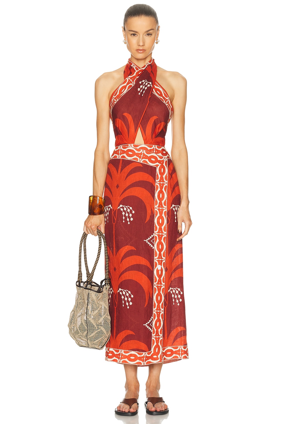 Johanna Ortiz Buen Viento Ankle Dress in Brick
