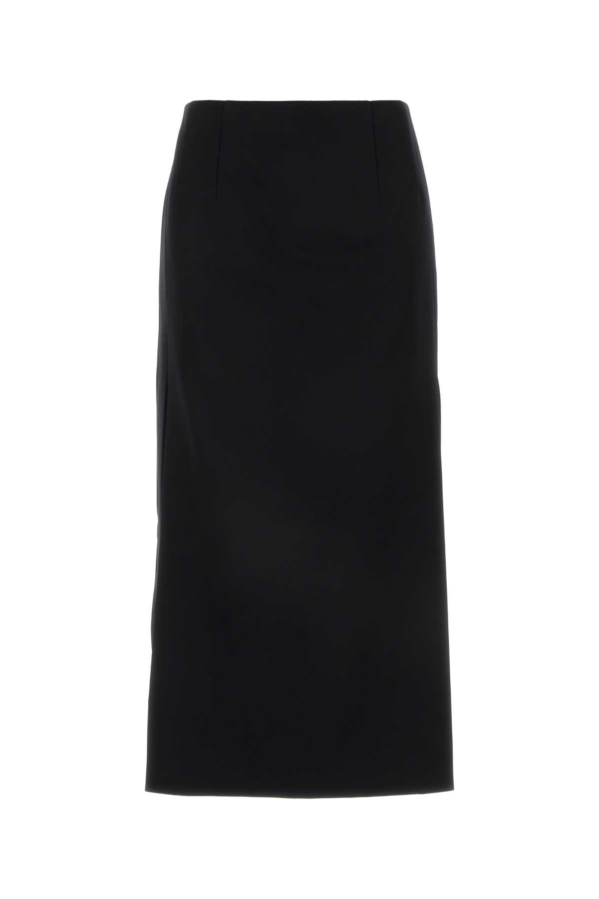 Virgin wool Longuette skirt with slits and silk lining