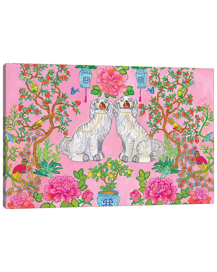 Staffordshire Dogs Chinoiserie In Pink By Green Orchid Boutique Wall Art