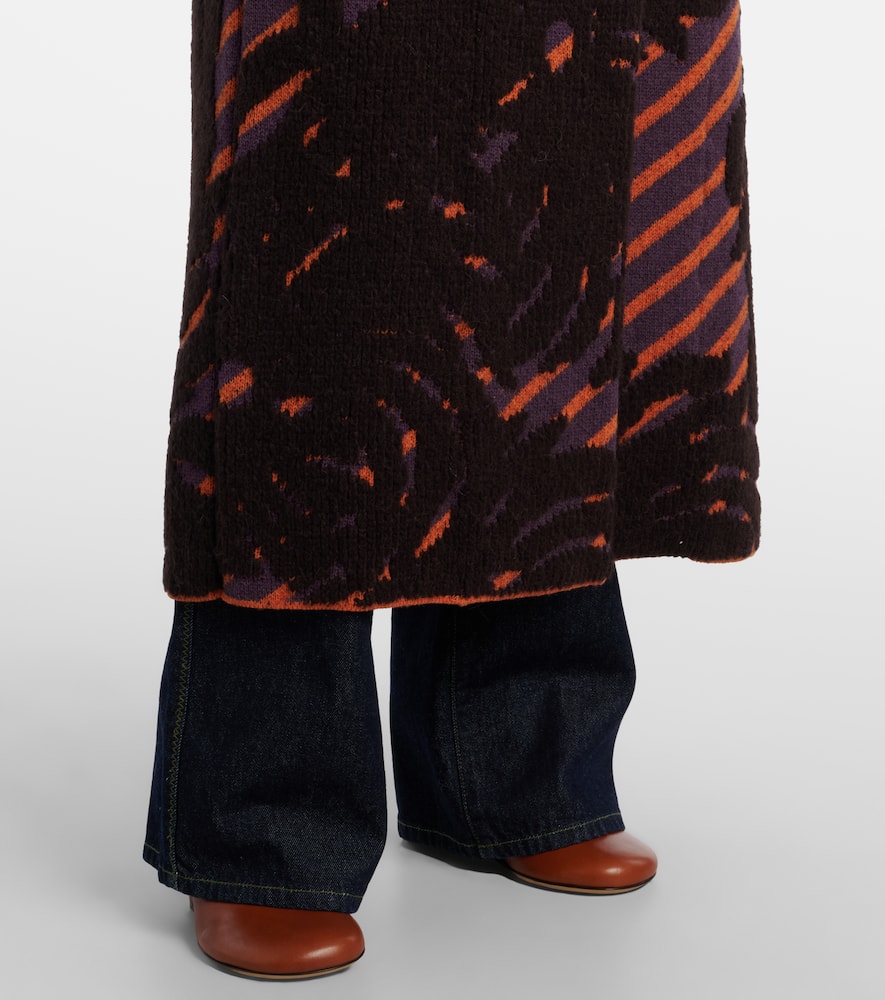 Wool and alpaca-blend jacquard wrap coat
