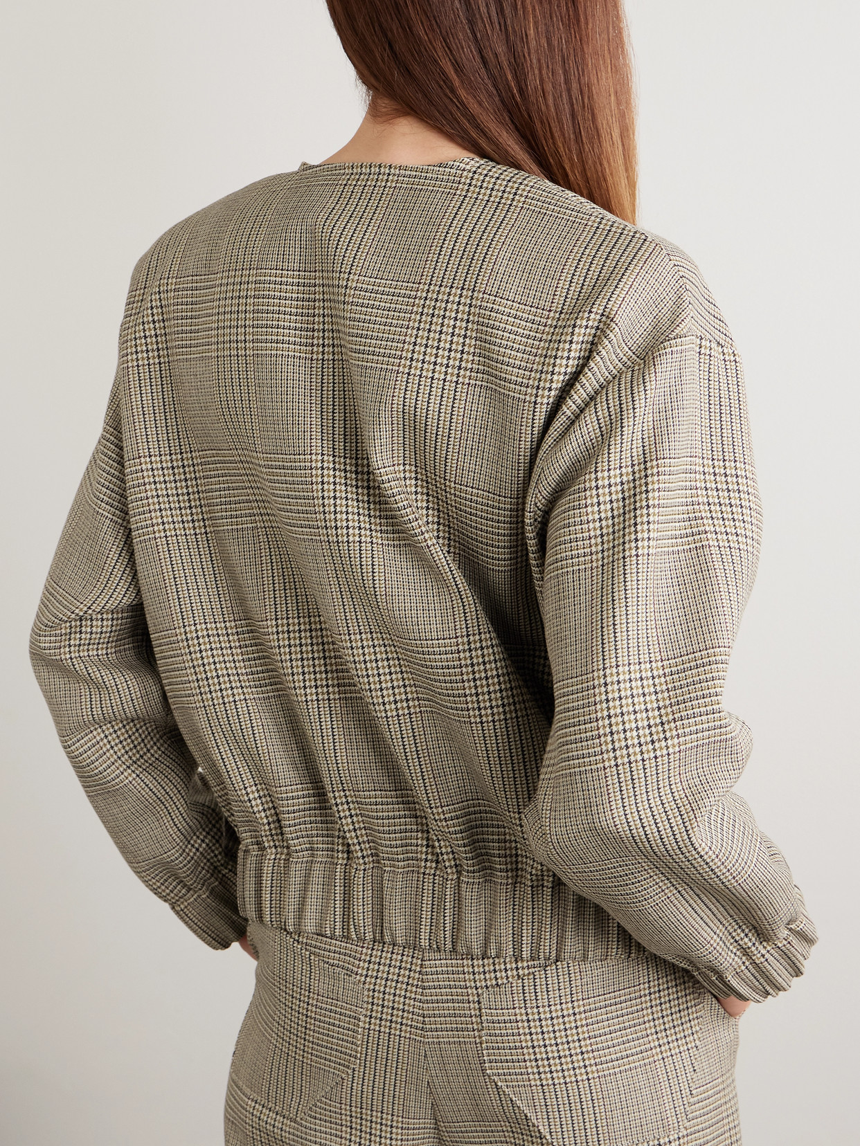 Kelly Houndstooth Wool Bomber Jacket - Neutrals