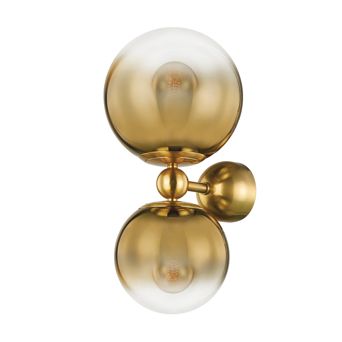 Vintage Polished Brass Two Light Wall Sconce from the Kyoto Collection