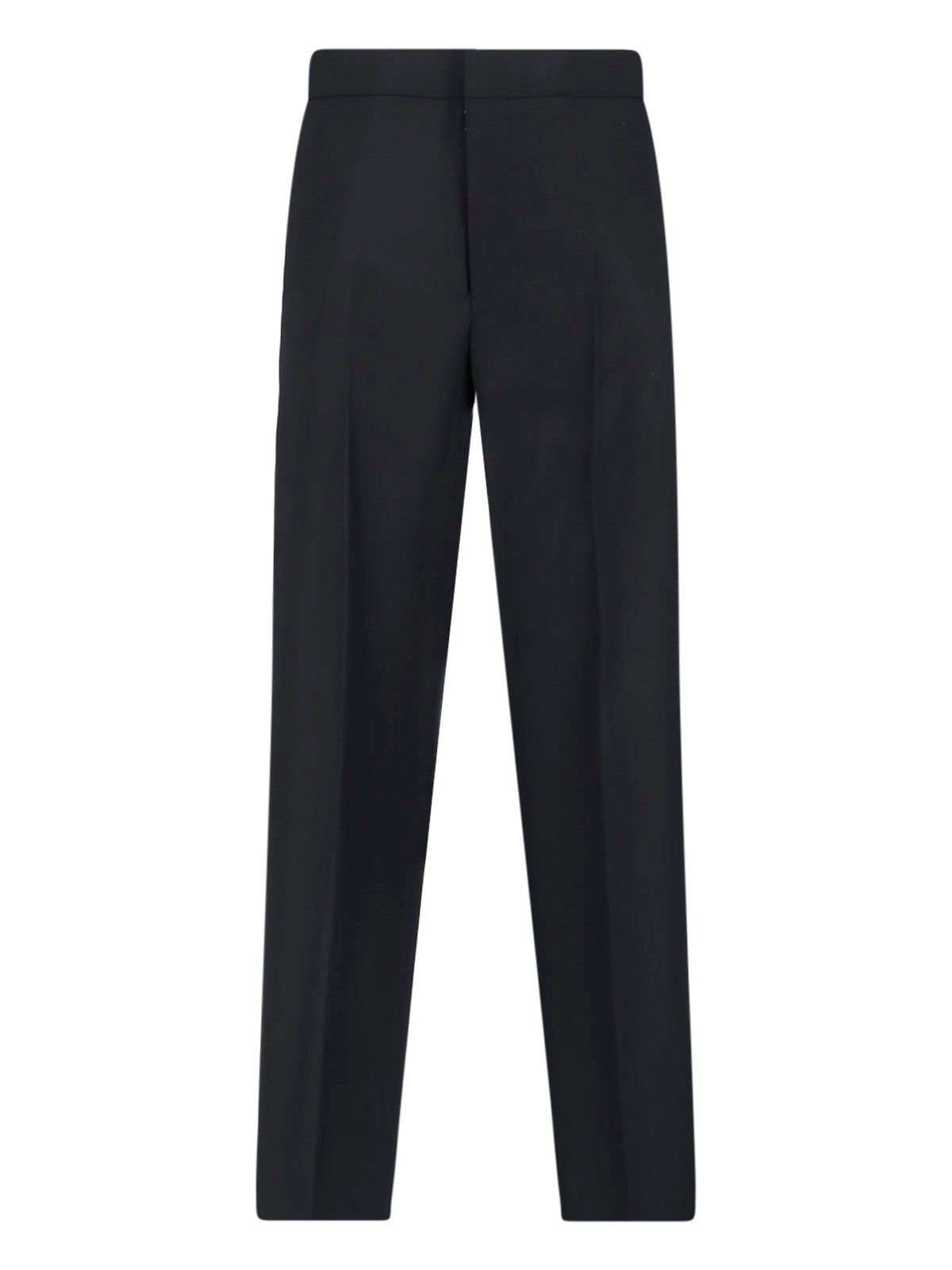 Tailored Wool Trousers with Silk Trim and Cotton Pocket Lining