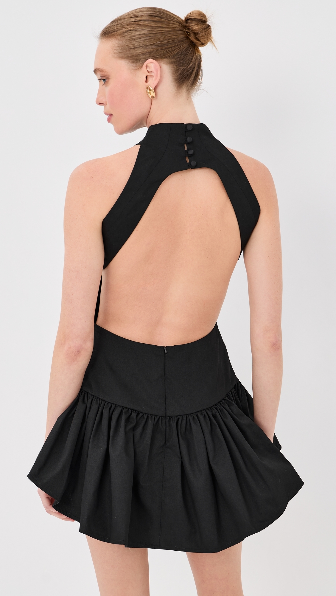 High Neck Backless Mini Dress Black