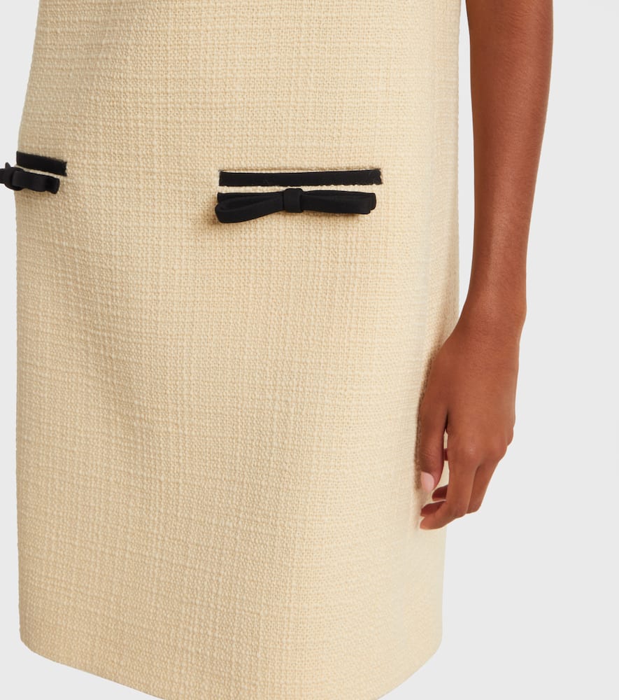 Bow-detail wool-blend tweed minidress