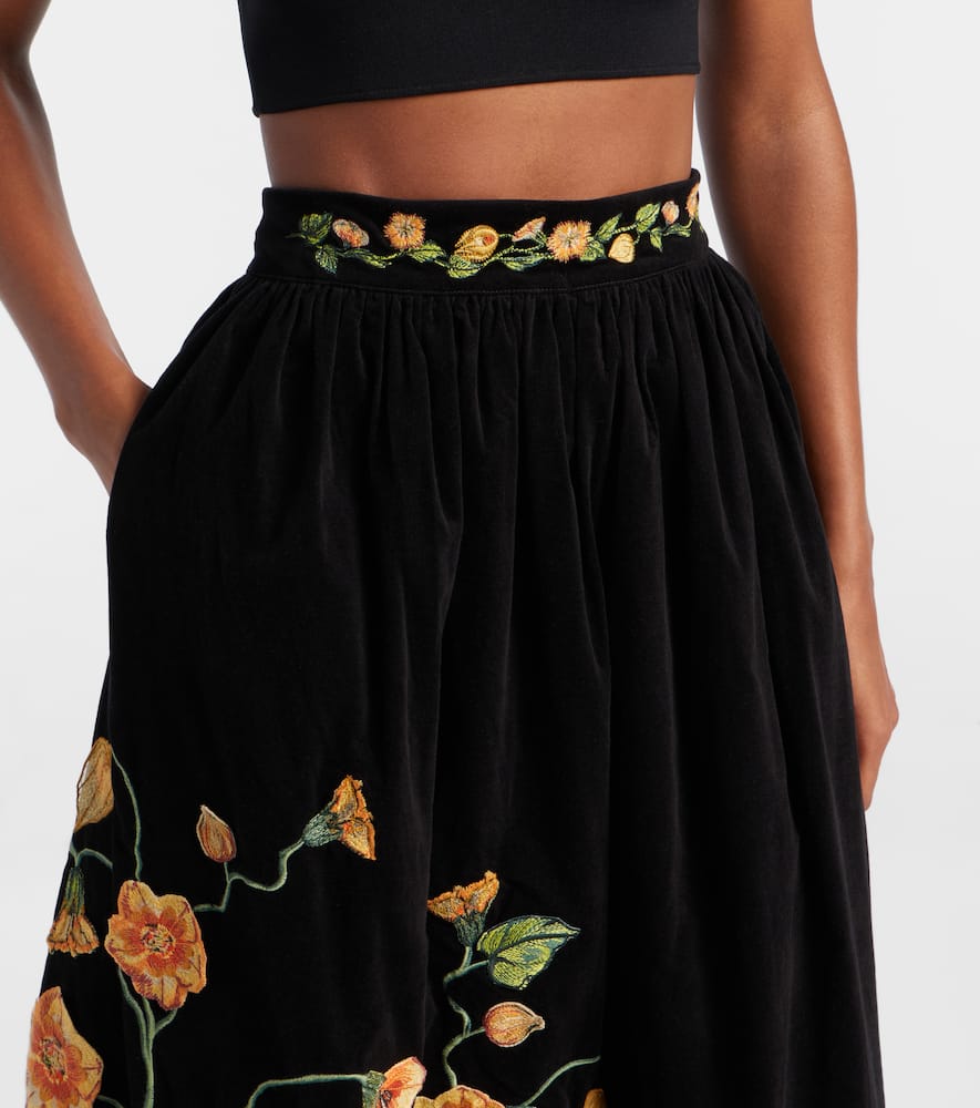 Tangelo embroidered cotton-blend maxi skirt