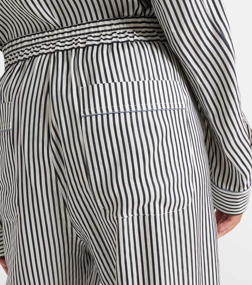 Striped silk straight pants