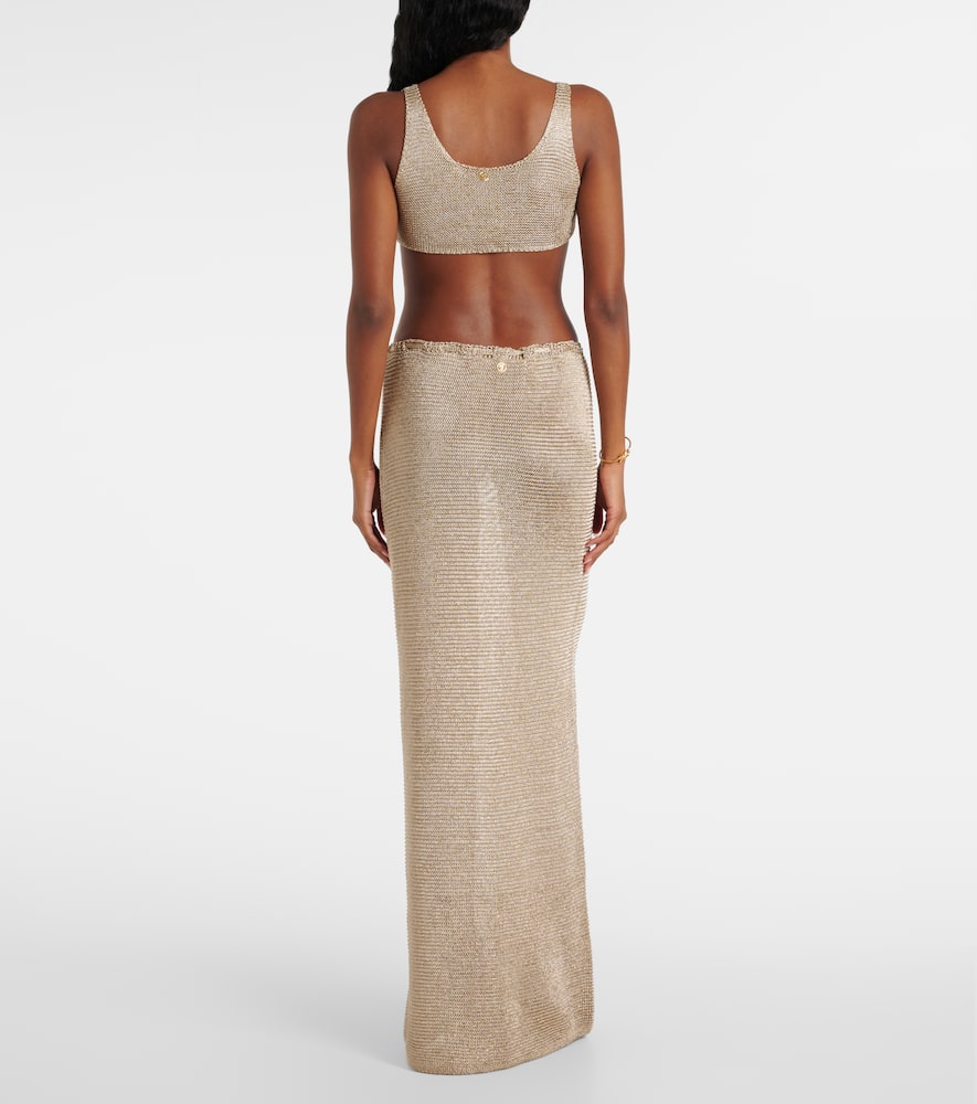 Knitted lamé bra top