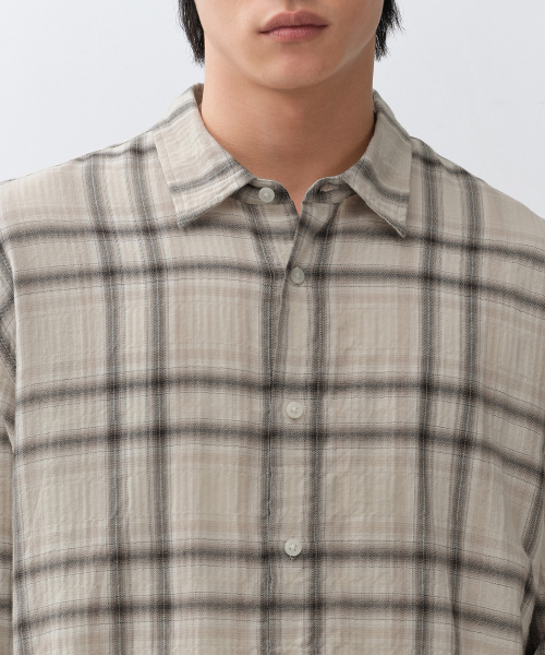Relaxed Crinkle Ombre Check Shirt