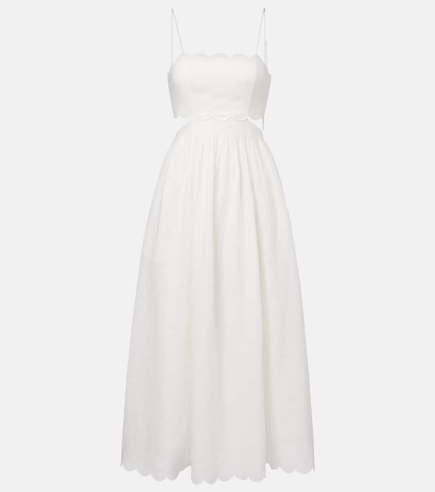 Rhiannon scalloped linen midi dress