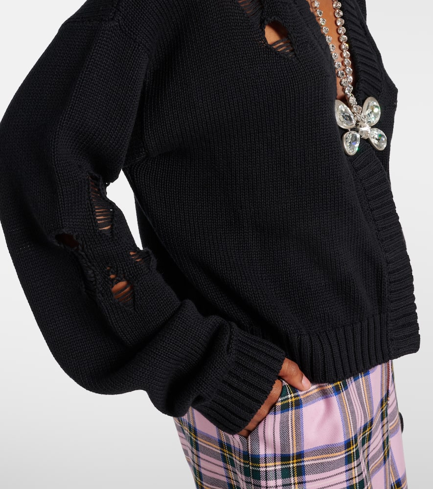 Embellished cotton and cashmere cardigan