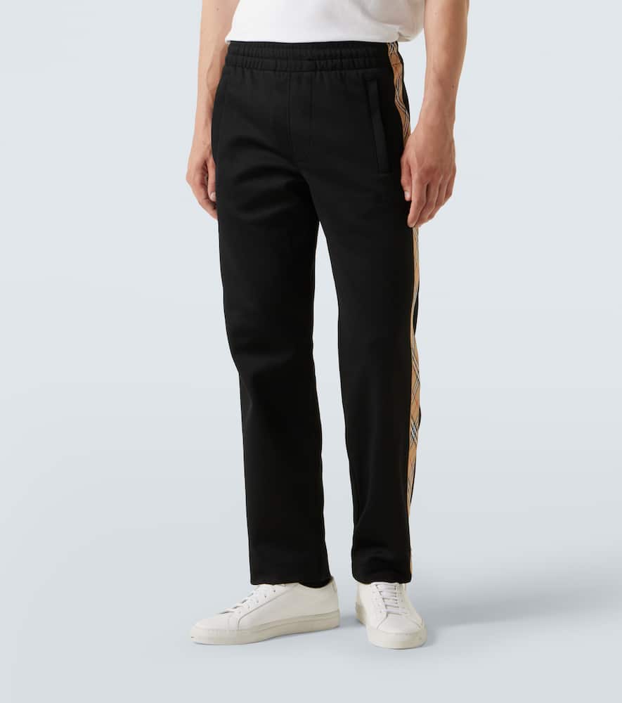 Check cotton-blend jersey track pants