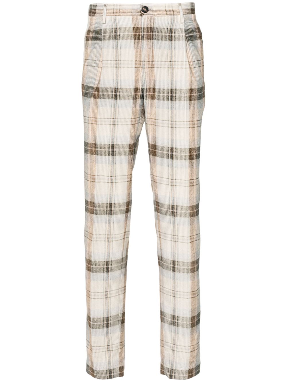 Plaid corduroy trousers - Neutrals